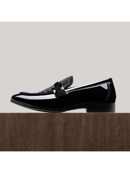 Bruno Marc Men\'s Black Velvet Faux Leather Loafer Slip On Tuxedo Formal Shoes